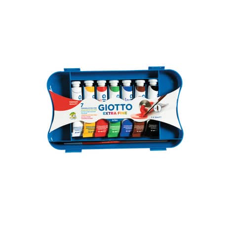 Tempere GIOTTO Extra 12 ml assortiti scatola 7 tubetti + 1 pennello F30310000